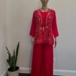 Bridal Red Jacket Style Palazzo Set